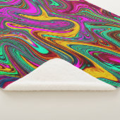 霜降りホットピンクと海泡グリーン抽象芸術アート シェルパブランケット (3/4)