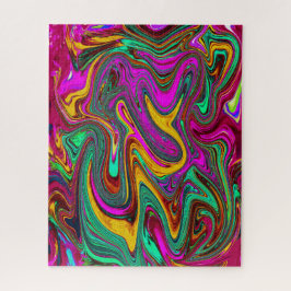 霜降りホットピンクと海泡グリーン抽象芸術アート ジグソーパズル