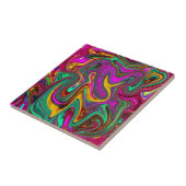 霜降りホットピンクと海泡グリーン抽象芸術アート タイル (側面)