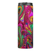 霜降りホットピンクと海泡グリーン抽象芸術アート タンブラー (裏面)