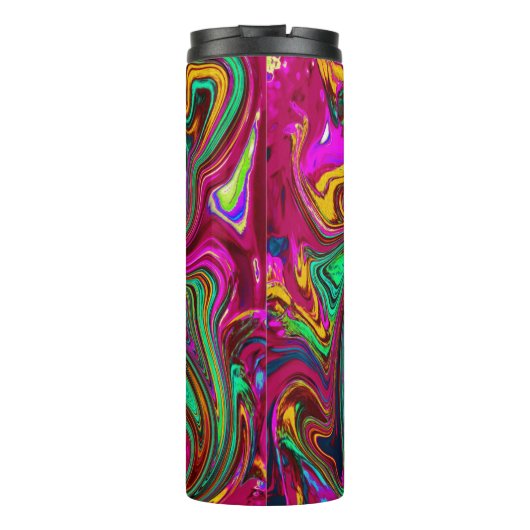 霜降りホットピンクと海泡グリーン抽象芸術アート タンブラー (裏面)