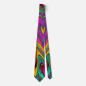 霜降りホットピンクと海泡グリーン抽象芸術アート ネクタイ (正面)