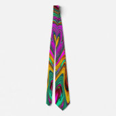 霜降りホットピンクと海泡グリーン抽象芸術アート ネクタイ (裏面)