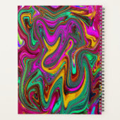 霜降りホットピンクと海泡グリーン抽象芸術アート プランナー手帳 (裏面)