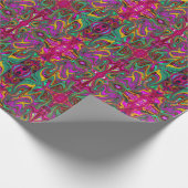 霜降りホットピンクと海泡グリーン抽象芸術アート ラッピングペーパー (角)