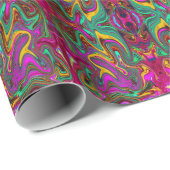 霜降りホットピンクと海泡グリーン抽象芸術アート ラッピングペーパー (ロールコーナー)
