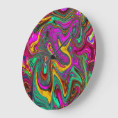 霜降りホットピンクと海泡グリーン抽象芸術アート ラージ壁時計 (傾斜)