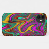 霜降りホットピンクと海泡グリーン抽象芸術アート Case-Mate iPhoneケース (裏面(横))