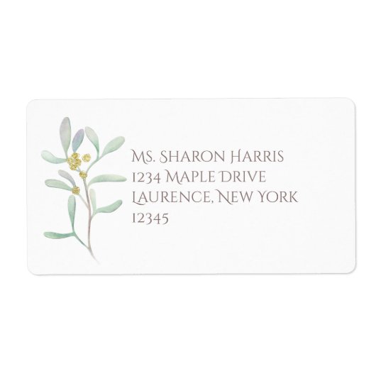 霜降りヤドリギ冬の結婚式 ラベル (正面)