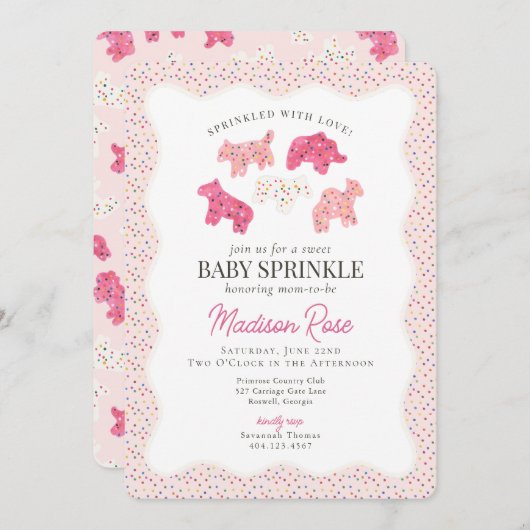 霜降り動物クッキースウィートベビー散布 招待状 (正面/裏面)