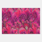 霜降り紙、抽象芸術ピンクブルーイエローパターン ラッピングペーパーシート (正面)