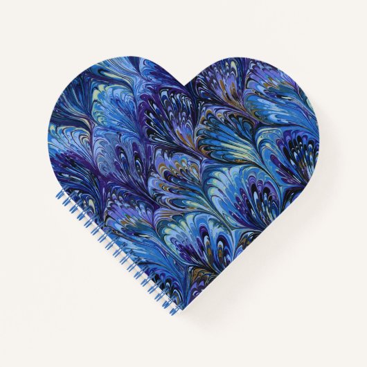 霜降り紙,抽象芸術ブルーピーコック模様，渦巻き ノートブック (正面)