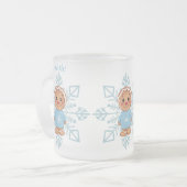 霜降り青雪片とジンジャーブレッドの人 フロストグラスマグカップ (正面左)