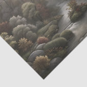 霧がかったウッドランド川カスケードのデコページ 薄葉紙 (詳細)