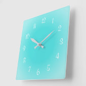霧がかったエッジアクアブルーフロステッドデザインソフトカラー スクエア壁時計 (傾斜)