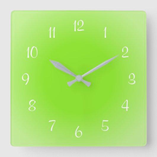 霧がかったエッジ緑すり付きデザインソフトカラー スクエア壁時計 (正面)
