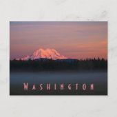 霧がかったサンセットオーバー山レイニエ ポストカード (正面)