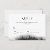 霧がかったマウンテンブラックウォーター結婚カラー 出欠カード (正面)