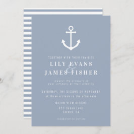 霧がかったモーニングブルー航海のグレイいかり結婚のイン 招待状