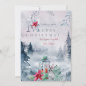 霧がかった冬の森の水の色ランタングロー シーズンカード (正面)