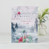 霧がかった冬の森の水の色ランタングロー シーズンカード (スタンド正面)