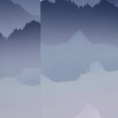 霧がかった山の風景の皮とスティック 壁紙 (縫い目)