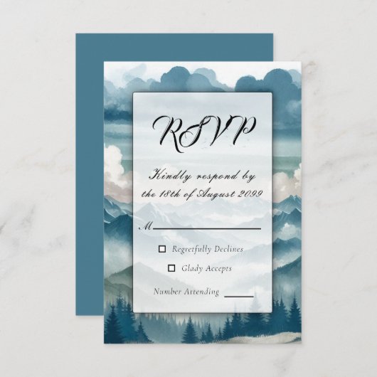 霧がかった松の木に響く 出欠カード (正面/裏面)