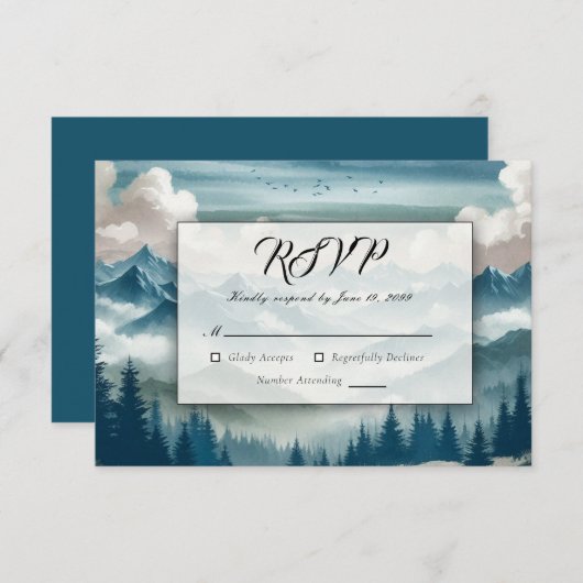 霧がかった松の木に響く 出欠カード (正面/裏面)