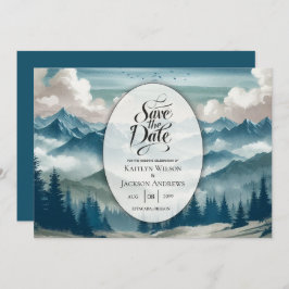 霧がかった松の木に響結婚く セーブザデート