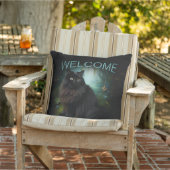 霧がかった森の中でふわふわ黒猫へようこそ アウトドアクッション (椅子)