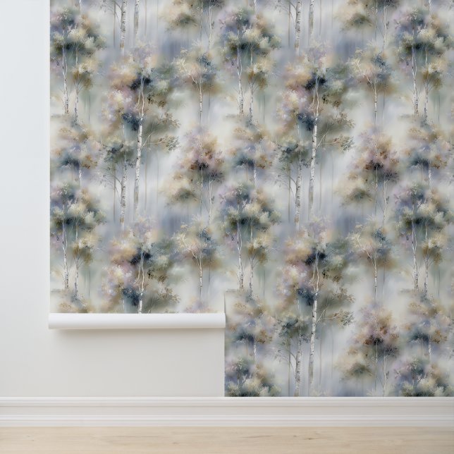 霧がかった樺の木の森の壁紙 壁紙 (アプリケーション)