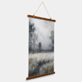 霧がかった牧草地風景 吊り下げ型タペストリー (傾斜あり)