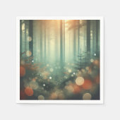 霧がかった秋の朝の森の《写真》ぼけ味のページ スタンダードカクテルナプキン (正面)