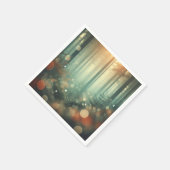霧がかった秋の朝の森の《写真》ぼけ味のページ スタンダードカクテルナプキン (角)
