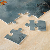 霧がかった秋の森の中のレイベン ジグソーパズル (側面)