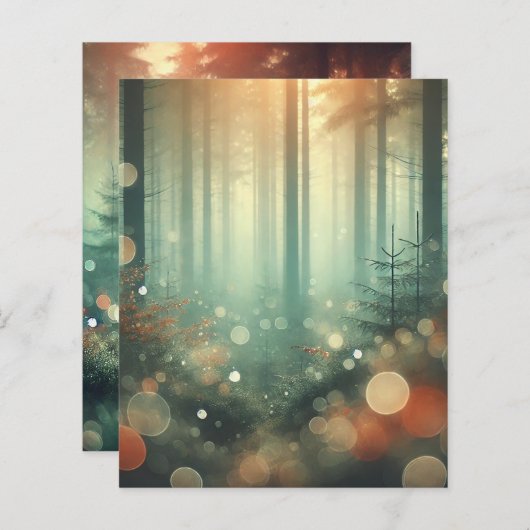 霧がかった秋の森《写真》ぼけ味スクラップブック紙シート (正面/裏面)