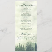 霧がかった緑の山の松の素朴林結婚の プログラム (裏面)
