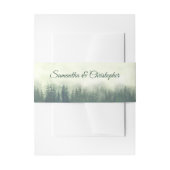 霧がかった緑の松の素朴木の結婚森 招待状ベリーバンド (正面例)