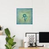 霧がかった緑の背景のドリームキャッチャー ポスター (ホームオフィス)