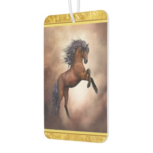 霧がかった雲で育つフリシアの茶色の馬 カーエアーフレッシュナー (左)