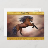 霧がかった雲で育つフリシアの茶色の馬 ポストカード (正面/裏面)