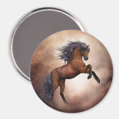 霧がかった雲で育つフリシアの茶色の馬 マグネット (正面/裏面)