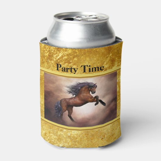 霧がかった雲で育つフリシアの茶色の馬 缶クーラー (缶正面)