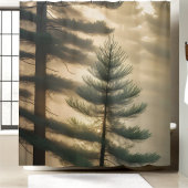 霧がかった霧の森パインツリー自然 シャワーカーテン