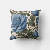 霧がかった青いバラと緑離れの クッション (裏面)