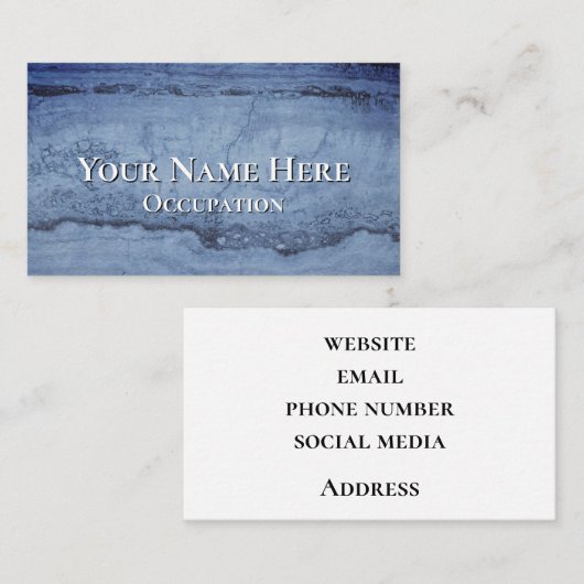 霧がかった青抽象芸術花崗岩の大理石パターン 名刺 (正面/裏面)