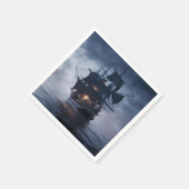 霧が立った夜の海賊ガレオン スタンダードカクテルナプキン (角)