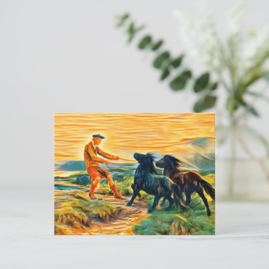 霧が立った風景の中に二つのシェトランドの池 ポストカード (スタンド正面)