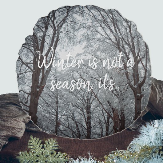 霧が立つ冬の森 ラウンドクッション