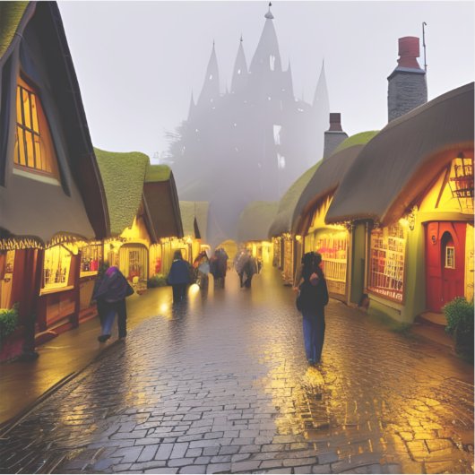 霧が立つ夜のビニールのE.J.金ゴールド買い物客 シール (正面)